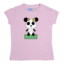Pink Half sleeve Girls Pyjama - Panda